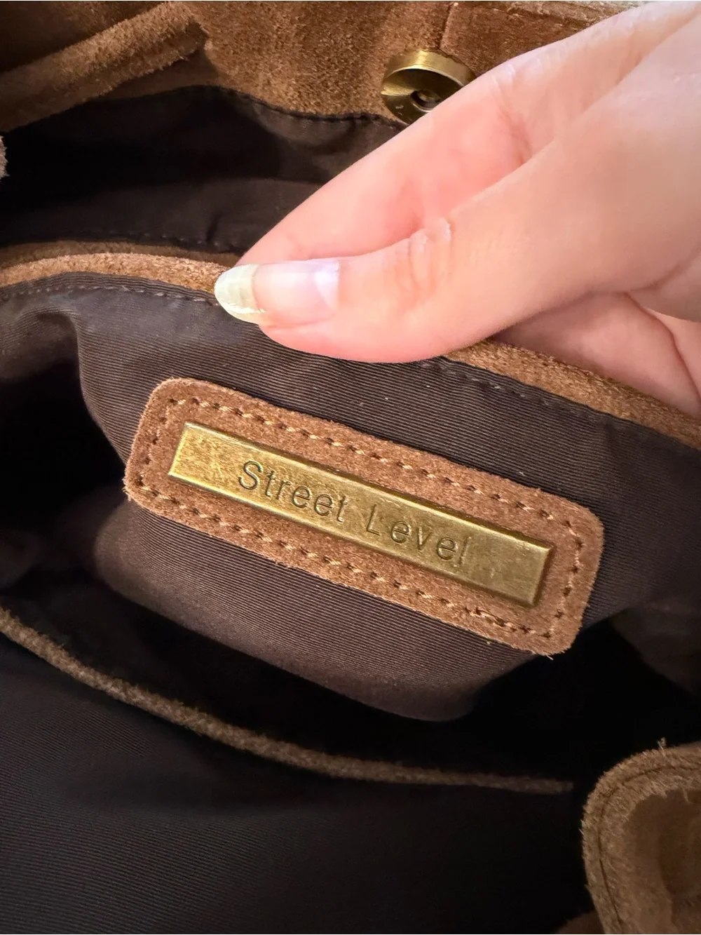 Street Level Large Suede Tote Bag Tan Brown